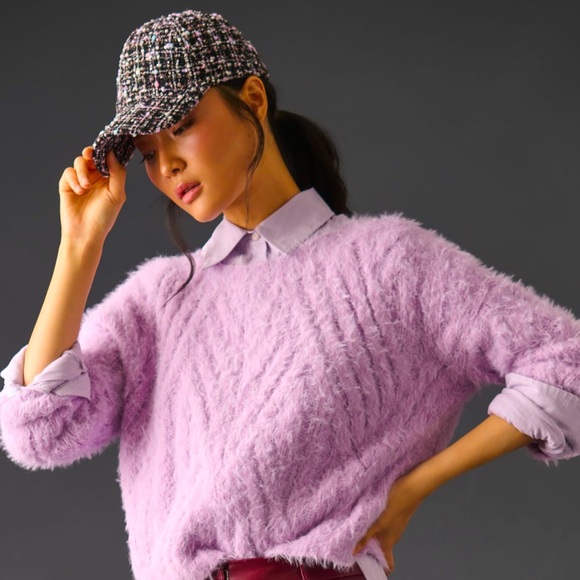 Anthropologie Sweaters - NWOT Anthropologie Eyelash Cableknit Sweater in Lilac size Large